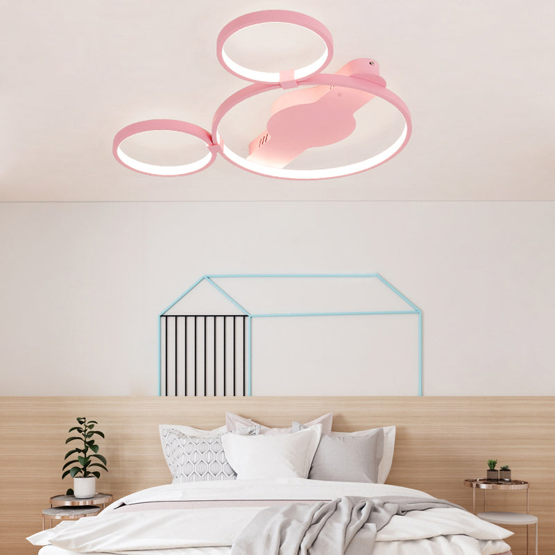 Cartoon Mouse Flush Light Modern Acrylic LED Ring Flush Mount Ceiling Light for Kids Pink Clearhalo 'Ceiling Lights' 'Close To Ceiling Lights' 'Close to ceiling' 'Semi-flushmount' Lighting' 201024