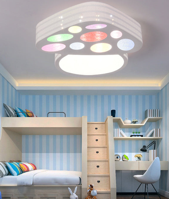 Mushroom Kid Bedroom Flush Mount Ceiling Metal Cartoon Ceiling Light Fixture in White White Clearhalo 'Ceiling Lights' 'Close To Ceiling Lights' 'Close to ceiling' 'Flush mount' Lighting' 201028