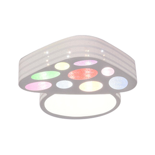 Mushroom Kid Bedroom Flush Mount Ceiling Metal Cartoon Ceiling Light Fixture in White Clearhalo 'Ceiling Lights' 'Close To Ceiling Lights' 'Close to ceiling' 'Flush mount' Lighting' 201030