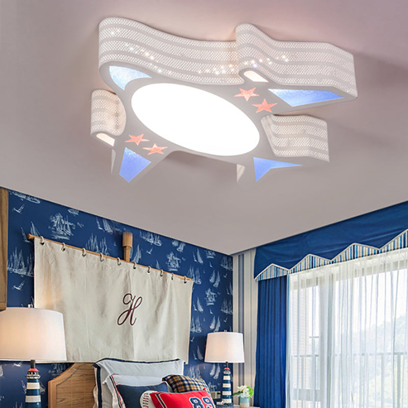 Kid Bedroom Plane Ceiling Light Acrylic and Metal Cartoon White Flush Ceiling Light Fixture Clearhalo 'Ceiling Lights' 'Close To Ceiling Lights' 'Close to ceiling' 'Flush mount' Lighting' 201033