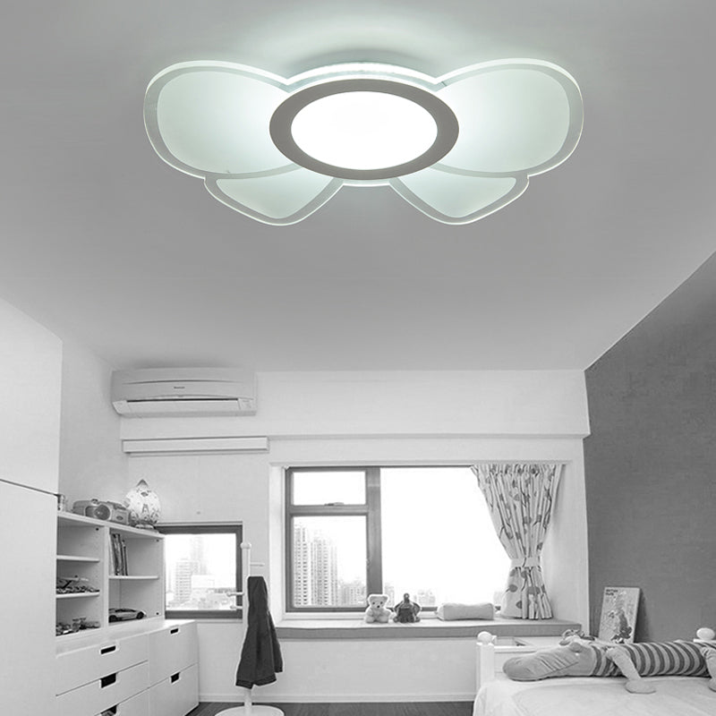 Cute White LED Ceiling Mount Light Bow Acrylic Ceiling Lamp for Girls Bedroom Game Room White Clearhalo 'Ceiling Lights' 'Close To Ceiling Lights' 'Close to ceiling' 'Flush mount' Lighting' 201036