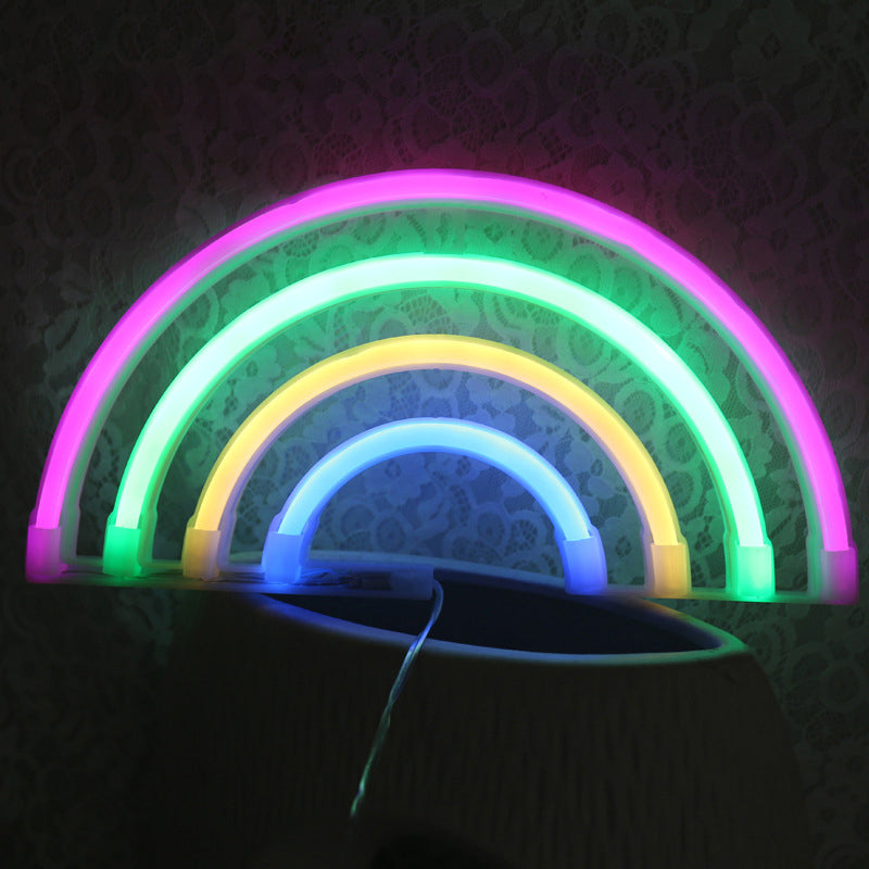 Rainbow Plastic Night Lamp Creative USB Powered LED White Wall Night Lighting for Bedside White Clearhalo 'Night Lights' 'Wall Lights' Lighting' 2010389