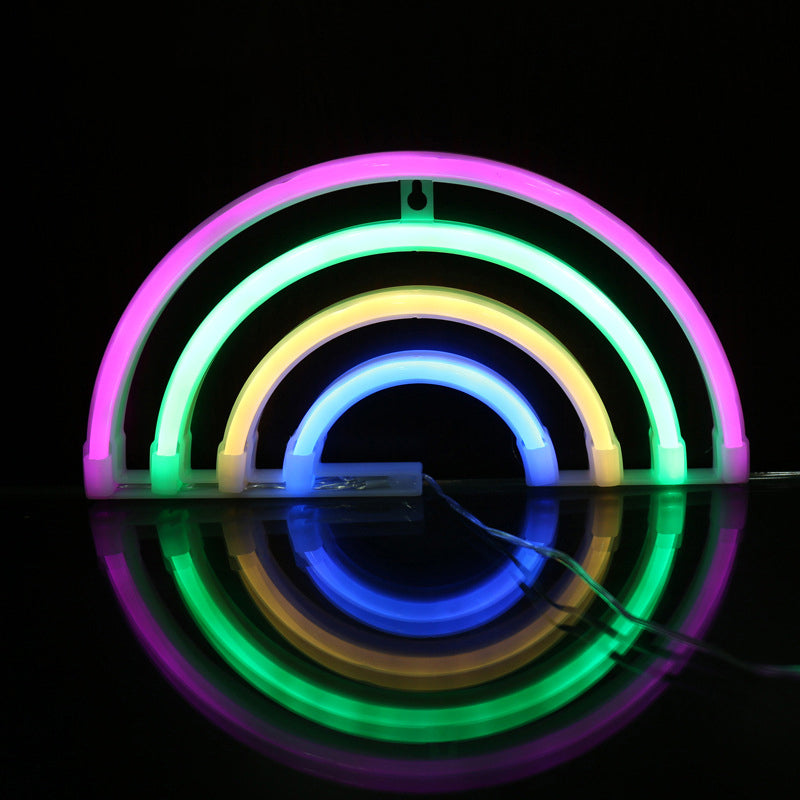 Rainbow Plastic Night Lamp Creative USB Powered LED White Wall Night Lighting for Bedside Clearhalo 'Night Lights' 'Wall Lights' Lighting' 2010390