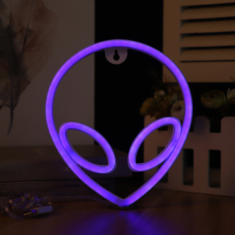 Alien Head Nightstand Light Cartoon Style Plastic LED White Wall Night Lighting for Baby Bedroom White Blue Clearhalo 'Night Lights' 'Wall Lights' Lighting' 2010399