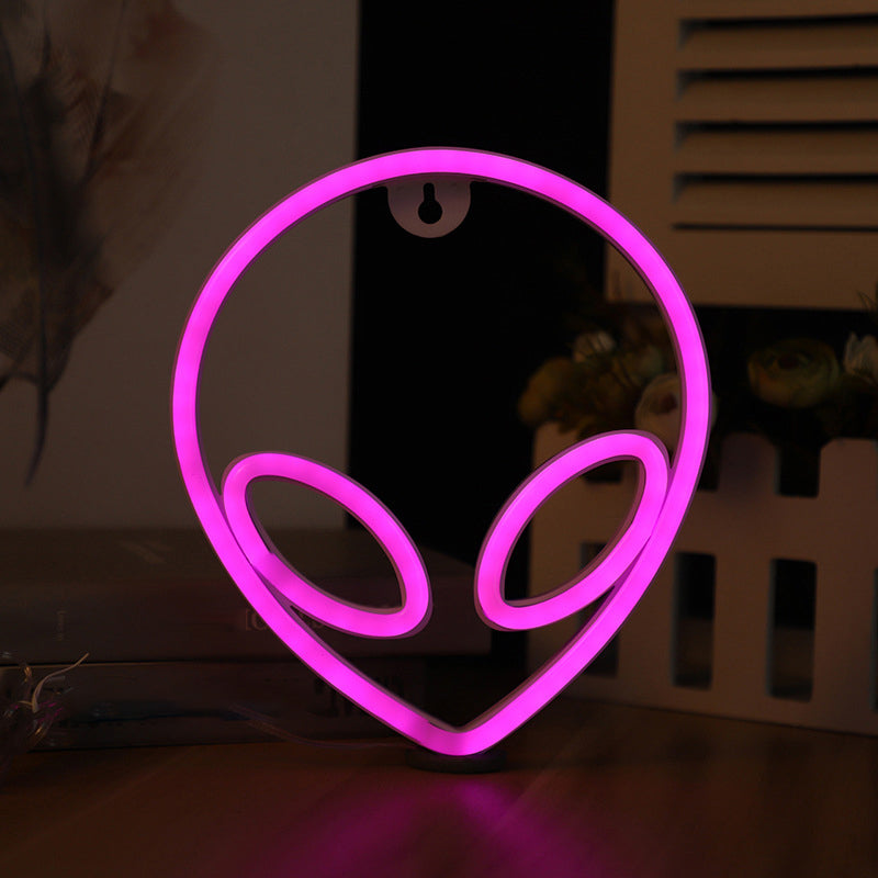 Alien Head Nightstand Light Cartoon Style Plastic LED White Wall Night Lighting for Baby Bedroom White Pink Clearhalo 'Night Lights' 'Wall Lights' Lighting' 2010400