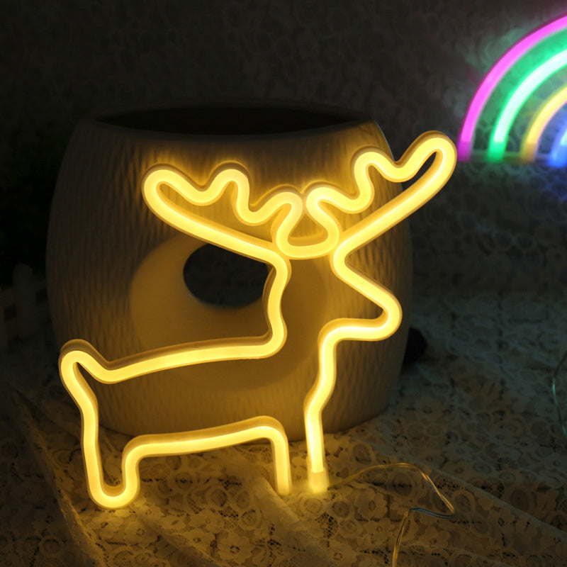 Elk Shaped Mini Night Lighting Plastic Kids Room USB LED Wall Night Light in White White Clearhalo 'Night Lights' 'Wall Lights' Lighting' 2010441