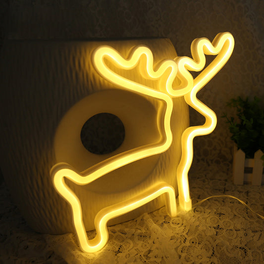 Elk Shaped Mini Night Lighting Plastic Kids Room USB LED Wall Night Light in White Clearhalo 'Night Lights' 'Wall Lights' Lighting' 2010442