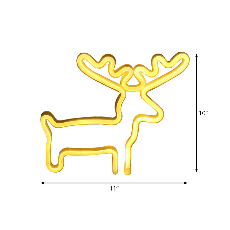 Elk Shaped Mini Night Lighting Plastic Kids Room USB LED Wall Night Light in White Clearhalo 'Night Lights' 'Wall Lights' Lighting' 2010445