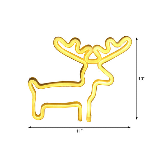 Elk Shaped Mini Night Lighting Plastic Kids Room USB LED Wall Night Light in White Clearhalo 'Night Lights' 'Wall Lights' Lighting' 2010445