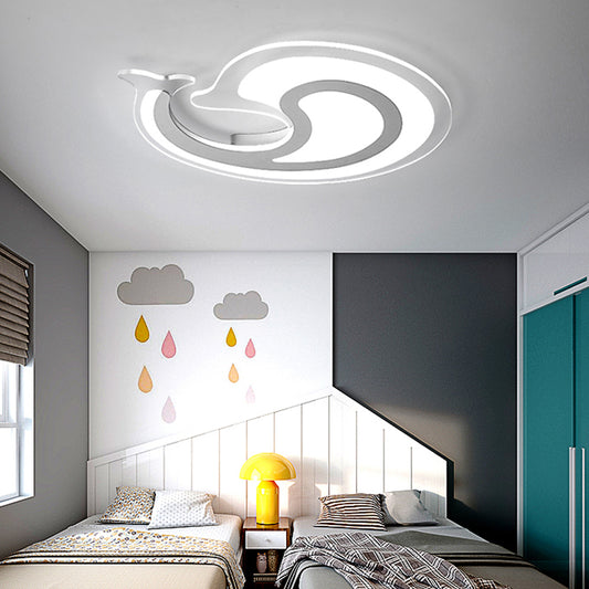 Acrylic Dolphin LED Ceiling Fixture Theme Park Bathroom Animal Flush Ceiling Light in White White White Clearhalo 'Ceiling Lights' 'Close To Ceiling Lights' 'Close to ceiling' 'Flush mount' Lighting' 201073