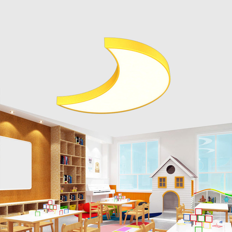 Creative Crescent Flushmount Lighting Acrylic LED Playroom Close to Ceiling Light Yellow Clearhalo 'Ceiling Lights' 'Close To Ceiling Lights' 'Close to ceiling' 'Flush mount' Lighting' 2010813