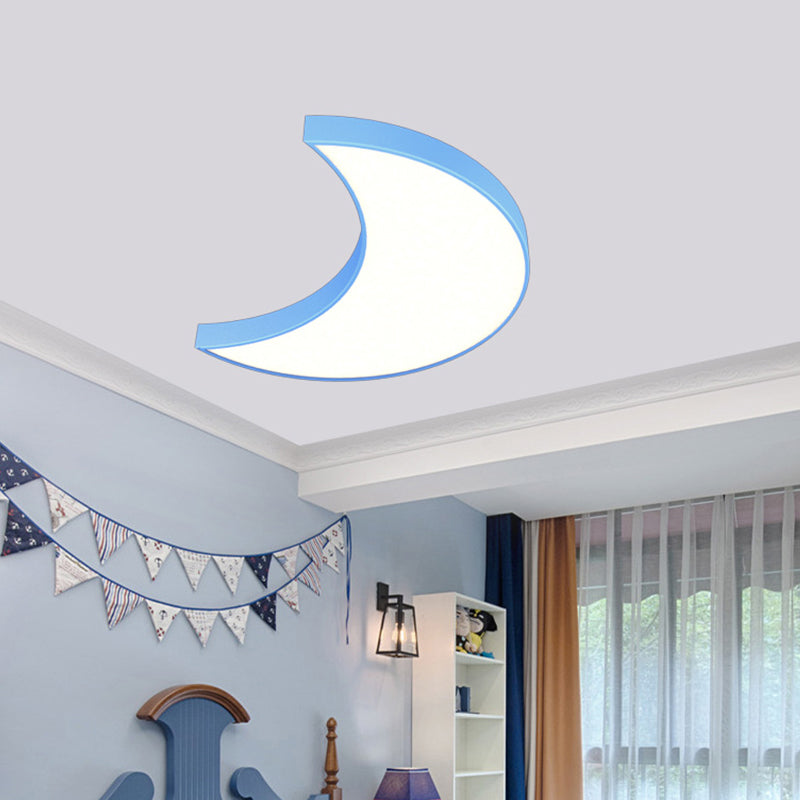 Creative Crescent Flushmount Lighting Acrylic LED Playroom Close to Ceiling Light Blue Clearhalo 'Ceiling Lights' 'Close To Ceiling Lights' 'Close to ceiling' 'Flush mount' Lighting' 2010817