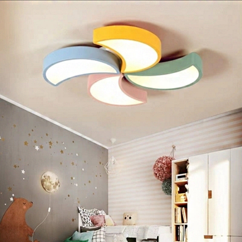 Acrylic Pinwheel Flush Light Contemporary LED Flush Mount Lighting in White for Kids Bedroom White D Clearhalo 'Ceiling Lights' 'Close To Ceiling Lights' 'Close to ceiling' 'Flush mount' Lighting' 2010824