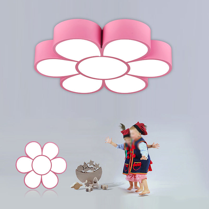 Girls Bedroom LED Ceiling Mounted Light Cartoon Flush Mount Lamp with Flower Acrylic Shade Clearhalo 'Ceiling Lights' 'Close To Ceiling Lights' 'Close to ceiling' 'Flush mount' Lighting' 2010833