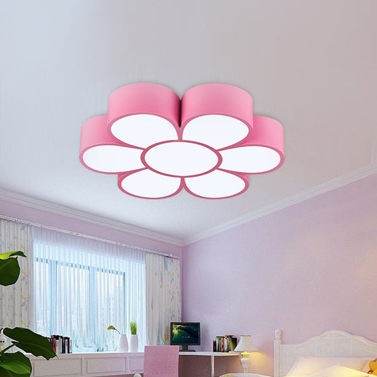 Girls Bedroom LED Ceiling Mounted Light Cartoon Flush Mount Lamp with Flower Acrylic Shade Pink Clearhalo 'Ceiling Lights' 'Close To Ceiling Lights' 'Close to ceiling' 'Flush mount' Lighting' 2010834