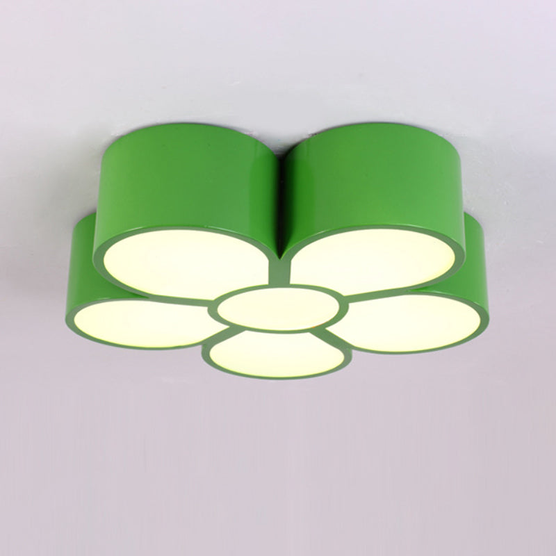 Girls Bedroom LED Ceiling Mounted Light Cartoon Flush Mount Lamp with Flower Acrylic Shade Green Clearhalo 'Ceiling Lights' 'Close To Ceiling Lights' 'Close to ceiling' 'Flush mount' Lighting' 2010838