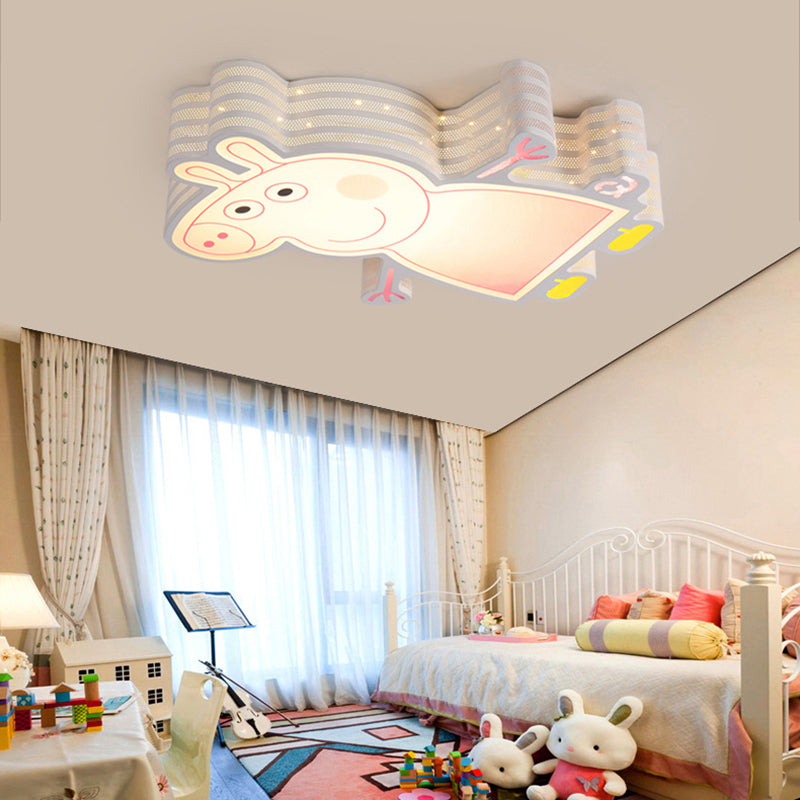 Kid Bedroom Pig Shape Flush Mount Ceiling Light Acrylic Cartoon White Ceiling Lamp White Clearhalo 'Ceiling Lights' 'Close To Ceiling Lights' 'Close to ceiling' 'Flush mount' Lighting' 201087