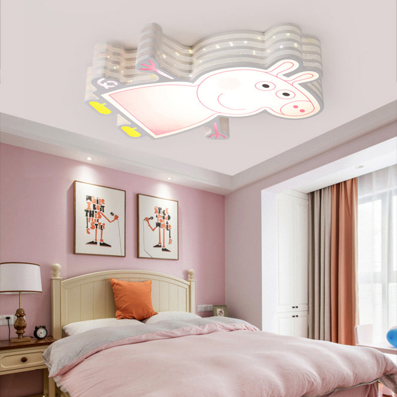 Kid Bedroom Pig Shape Flush Mount Ceiling Light Acrylic Cartoon White Ceiling Lamp Clearhalo 'Ceiling Lights' 'Close To Ceiling Lights' 'Close to ceiling' 'Flush mount' Lighting' 201088