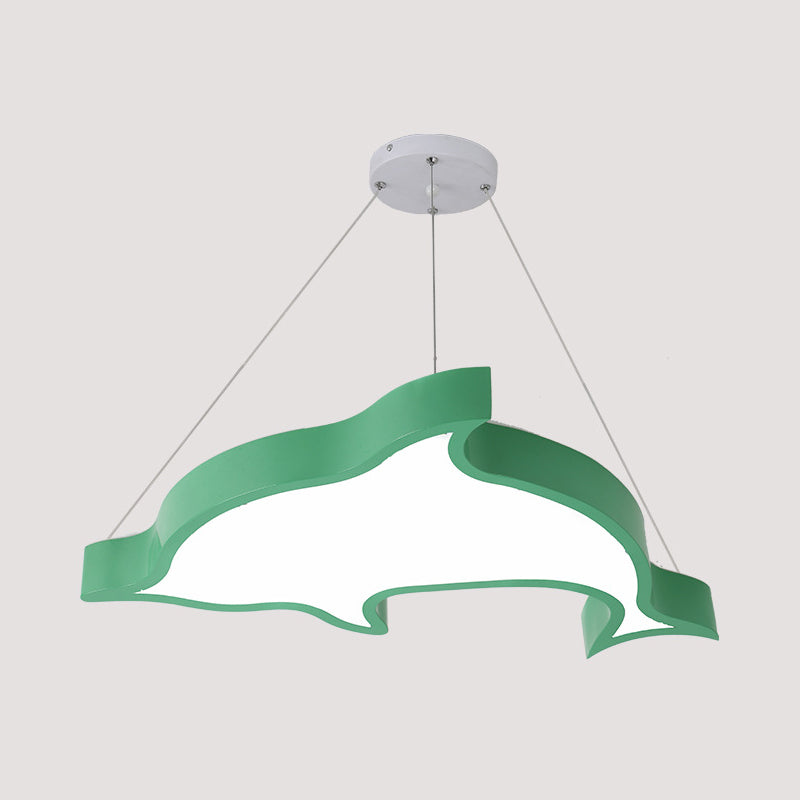 Dolphin Shaped Corridor Hanging Light Fixture Acrylic LED Cartoon Chandelier Lighting Green Clearhalo 'Ceiling Lights' 'Chandeliers' Lighting' options 2010883_a7119bb8-28d5-4f16-a766-e49f4d065805