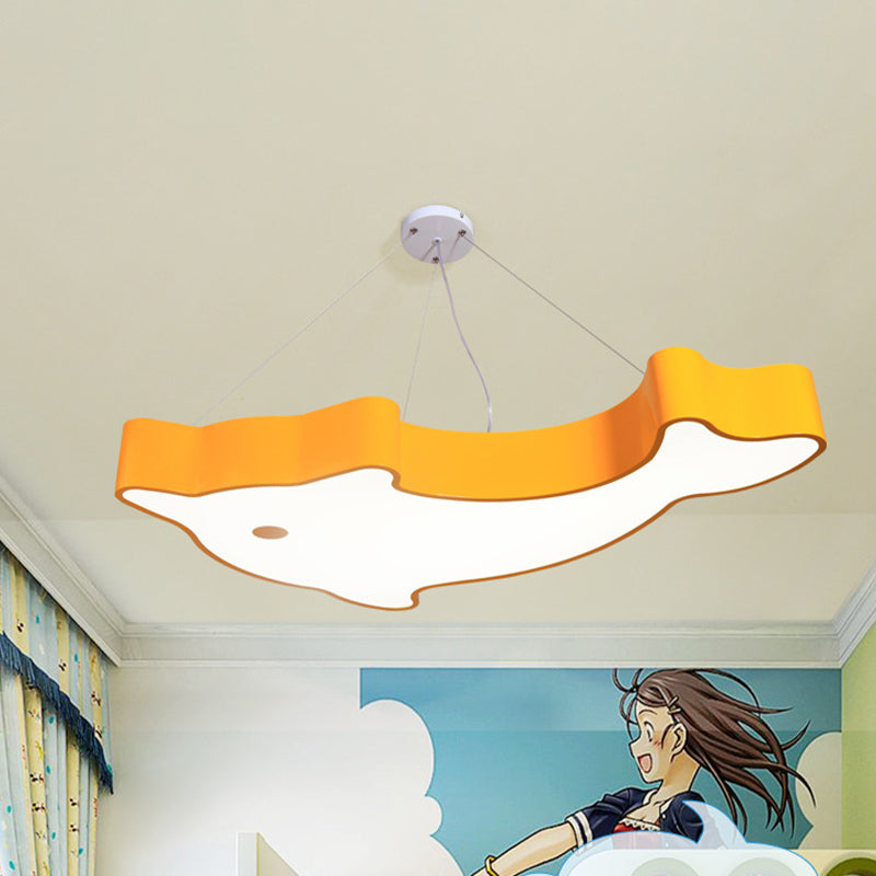 LED Bedroom Chandelier Minimalist Hanging Pendant Light with Dolphin Acrylic Shade Yellow Clearhalo 'Ceiling Lights' 'Chandeliers' Lighting' options 2010889_bb3e675f-fe8c-4e90-b364-e74a1062a330