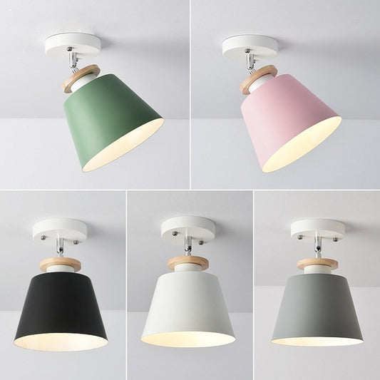 Simple Barrel Semi Flush Ceiling Light Metal 1 Light Corridor Flexible Semi Mount Lighting Clearhalo 'Ceiling Lights' 'Close To Ceiling Lights' 'Close to ceiling' 'Semi-flushmount' Lighting' 2010893