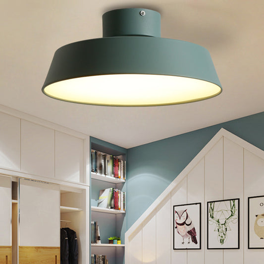 Dining Room LED Semi Flush Light Simplicity Metal Ceiling Lighting with Barn Acrylic Shade Green Clearhalo 'Ceiling Lights' 'Close To Ceiling Lights' 'Close to ceiling' 'Semi-flushmount' Lighting' 2010912