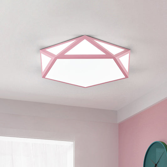 Acrylic Pentagon Flush Mount Light Fixture Simplicity LED Ceiling Flush for Bedroom Pink Clearhalo 'Ceiling Lights' 'Close To Ceiling Lights' 'Close to ceiling' 'Flush mount' Lighting' 2010957