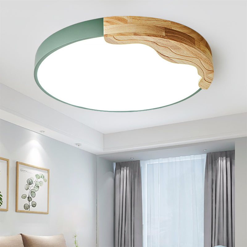 LED Circle Ceiling Mount Light Nordic Acrylic Flush Light in Green for Adult Bedroom, Warm/White Light Clearhalo 'Ceiling Lights' 'Close To Ceiling Lights' 'Close to ceiling' 'Flush mount' Lighting' 201096