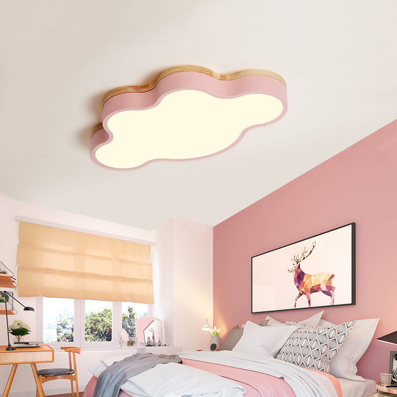 Creative LED Flush Light Fixture Cloud Ceiling Lamp with Acrylic Shade for Baby Bedroom Pink Clearhalo 'Ceiling Lights' 'Close To Ceiling Lights' 'Close to ceiling' 'Flush mount' Lighting' 2010977