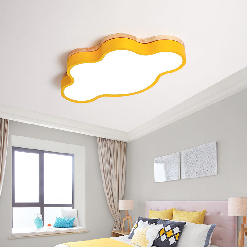 Creative LED Flush Light Fixture Cloud Ceiling Lamp with Acrylic Shade for Baby Bedroom Yellow Clearhalo 'Ceiling Lights' 'Close To Ceiling Lights' 'Close to ceiling' 'Flush mount' Lighting' 2010980