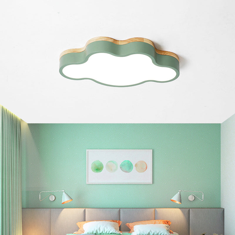 Creative LED Flush Light Fixture Cloud Ceiling Lamp with Acrylic Shade for Baby Bedroom Green Clearhalo 'Ceiling Lights' 'Close To Ceiling Lights' 'Close to ceiling' 'Flush mount' Lighting' 2010981