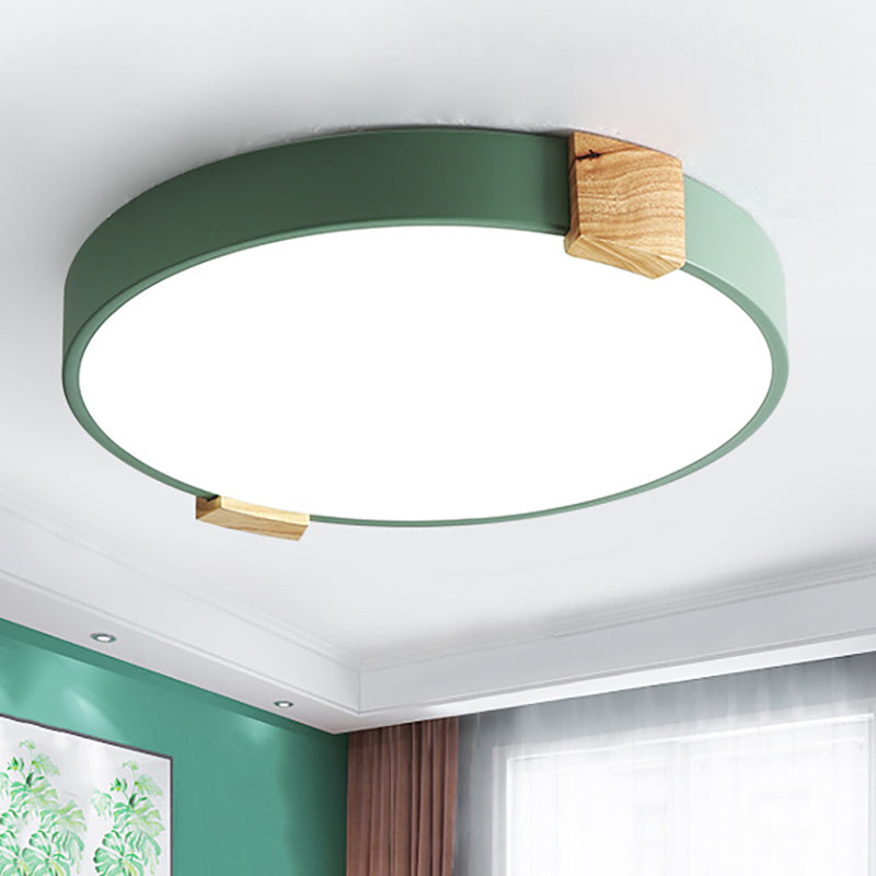 12"/16" Diameter Circle Ceiling Light Acrylic Macaron LED Flush Mount Light in Green for Study Room, Warm/White Light Green Clearhalo 'Ceiling Lights' 'Close To Ceiling Lights' 'Close to ceiling' 'Flush mount' Lighting' 201099