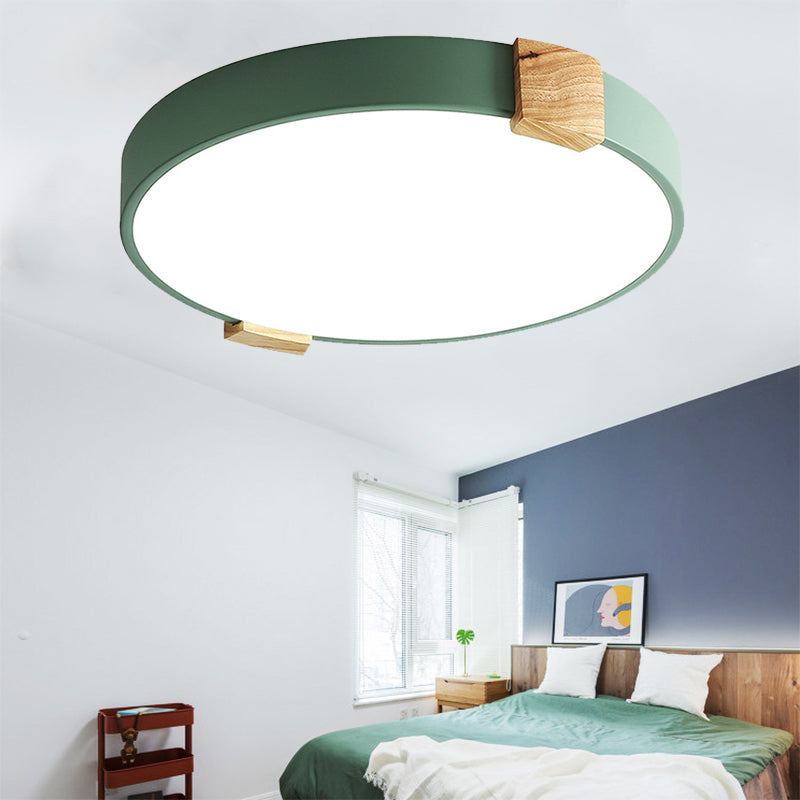 12"/16" Diameter Circle Ceiling Light Acrylic Macaron LED Flush Mount Light in Green for Study Room, Warm/White Light Clearhalo 'Ceiling Lights' 'Close To Ceiling Lights' 'Close to ceiling' 'Flush mount' Lighting' 201100