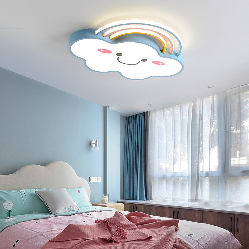 Rainbow Cloud Flush Mount Simple Acrylic Kids Bedroom LED Flush Light Fixture Blue Clearhalo 'Ceiling Lights' 'Close To Ceiling Lights' 'Close to ceiling' 'Flush mount' Lighting' 2011002