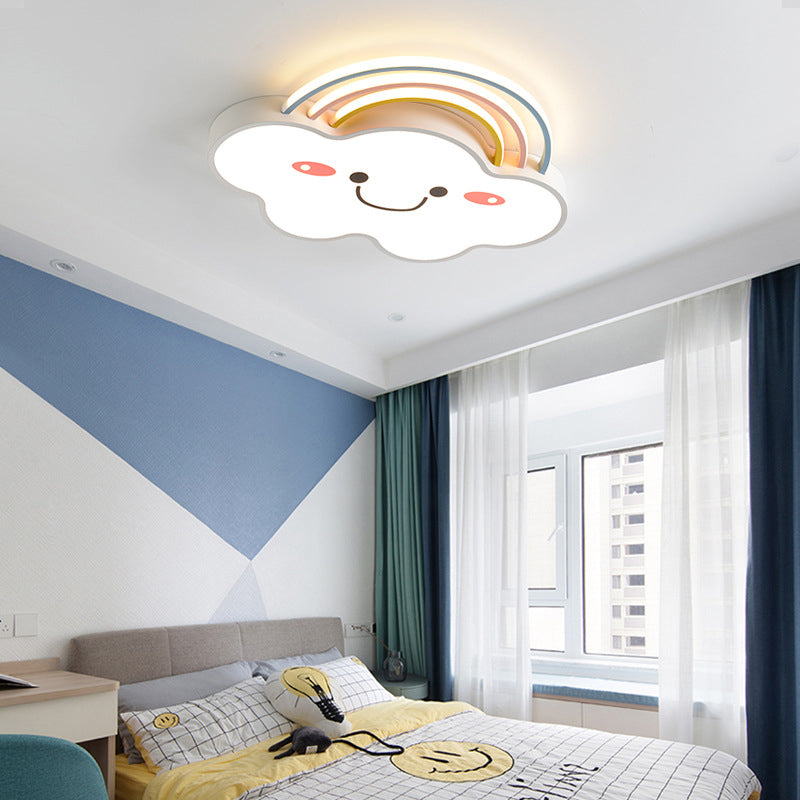 Rainbow Cloud Flush Mount Simple Acrylic Kids Bedroom LED Flush Light Fixture White Clearhalo 'Ceiling Lights' 'Close To Ceiling Lights' 'Close to ceiling' 'Flush mount' Lighting' 2011006