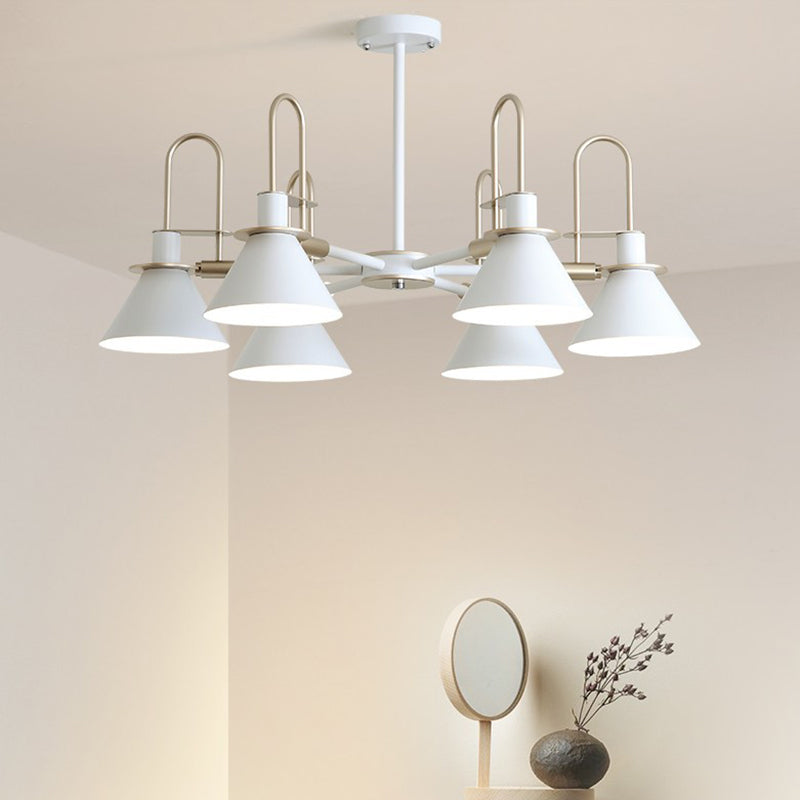 Trump Metal Hanging Chandelier Modernist Suspension Pendant Light with Radial Design for Bedroom 6 White Clearhalo 'Ceiling Lights' 'Chandeliers' 'Modern Chandeliers' 'Modern' Lighting' 2011024