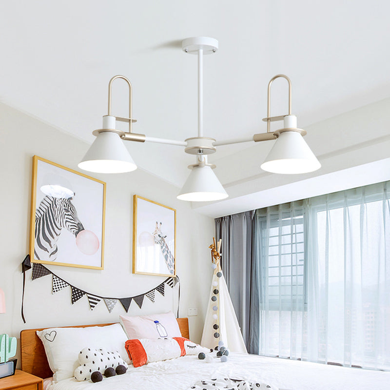 Trump Metal Hanging Chandelier Modernist Suspension Pendant Light with Radial Design for Bedroom 3 White Clearhalo 'Ceiling Lights' 'Chandeliers' 'Modern Chandeliers' 'Modern' Lighting' 2011026