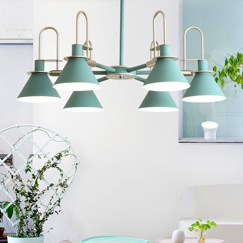 Trump Metal Hanging Chandelier Modernist Suspension Pendant Light with Radial Design for Bedroom 6 Green Clearhalo 'Ceiling Lights' 'Chandeliers' 'Modern Chandeliers' 'Modern' Lighting' 2011027