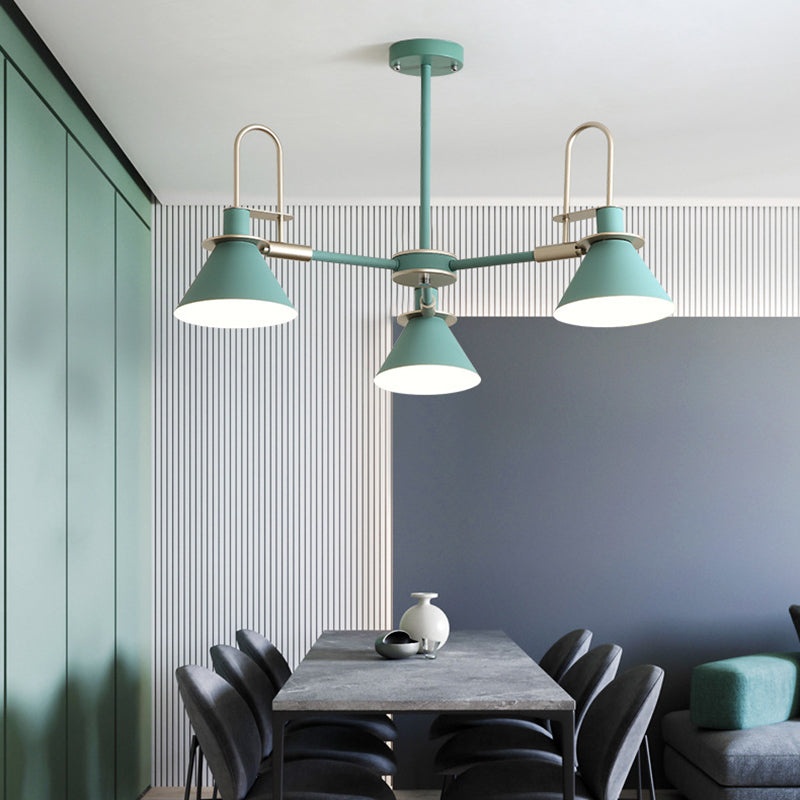 Trump Metal Hanging Chandelier Modernist Suspension Pendant Light with Radial Design for Bedroom 3 Green Clearhalo 'Ceiling Lights' 'Chandeliers' 'Modern Chandeliers' 'Modern' Lighting' 2011028