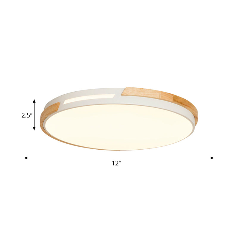 Acrylic Round Flushmount Light LED Integrated Simple Style Ceiling Lamp in White for Bedroom, 12"/16"/19.5" Width Clearhalo 'Ceiling Lights' 'Close To Ceiling Lights' 'Close to ceiling' 'Flush mount' Lighting' 201107