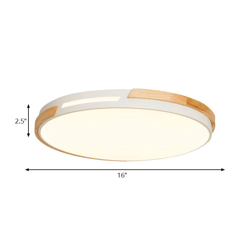 Acrylic Round Flushmount Light LED Integrated Simple Style Ceiling Lamp in White for Bedroom, 12"/16"/19.5" Width Clearhalo 'Ceiling Lights' 'Close To Ceiling Lights' 'Close to ceiling' 'Flush mount' Lighting' 201108