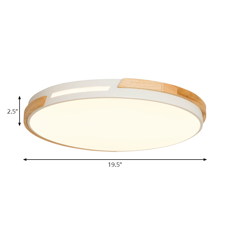 Acrylic Round Flushmount Light LED Integrated Simple Style Ceiling Lamp in White for Bedroom, 12"/16"/19.5" Width Clearhalo 'Ceiling Lights' 'Close To Ceiling Lights' 'Close to ceiling' 'Flush mount' Lighting' 201109