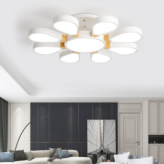 Acrylic Flower Semi Flush Light Fixture Modern Ceiling Lamp for Living Room 9 White Clearhalo 'Ceiling Lights' 'Close To Ceiling Lights' 'Close to ceiling' 'Semi-flushmount' Lighting' 2011109