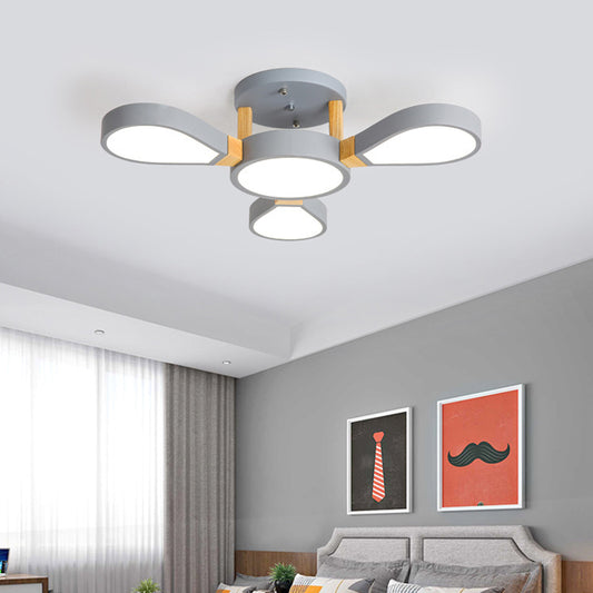 Acrylic Flower Semi Flush Light Fixture Modern Ceiling Lamp for Living Room 4 Grey Clearhalo 'Ceiling Lights' 'Close To Ceiling Lights' 'Close to ceiling' 'Semi-flushmount' Lighting' 2011112