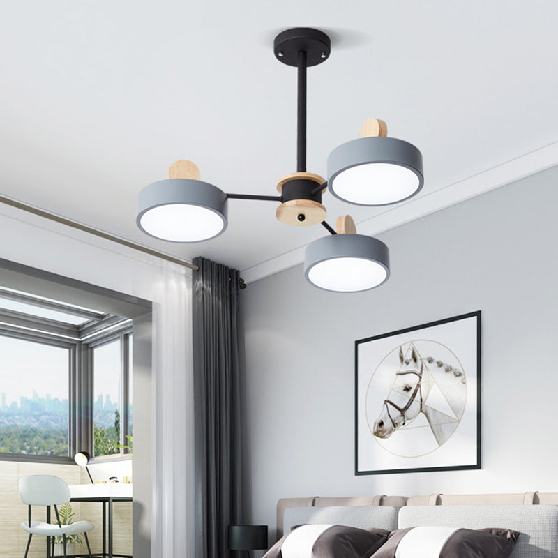 Simplicity Starburst Chandelier Light Metal Living Room Ceiling Lamp with Acrylic Shade 3 Grey Clearhalo 'Ceiling Lights' 'Chandeliers' 'Modern Chandeliers' 'Modern' Lighting' 2011159