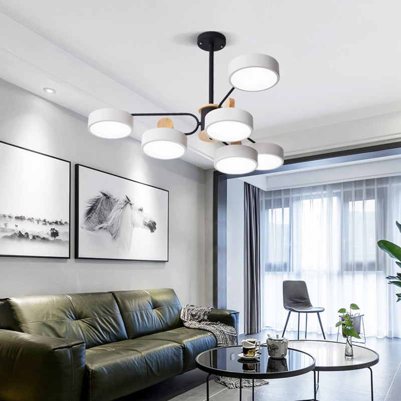 Simplicity Starburst Chandelier Light Metal Living Room Ceiling Lamp with Acrylic Shade 6 White Clearhalo 'Ceiling Lights' 'Chandeliers' 'Modern Chandeliers' 'Modern' Lighting' 2011161