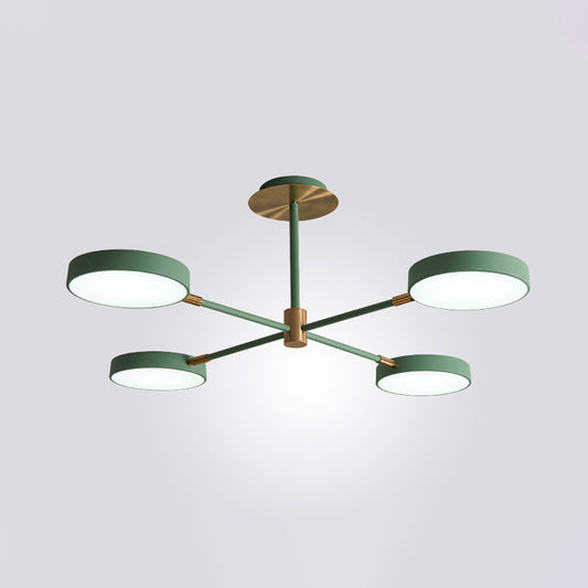 Acrylic Drum Pendant Chandelier Contemporary Suspension Lighting Fixture with Sputnik Design 4 Green Clearhalo 'Ceiling Lights' 'Chandeliers' 'Modern Chandeliers' 'Modern' Lighting' 2011168