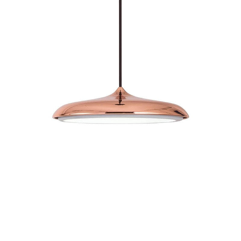 Metal Flying Saucer Pendulum Light Modernity 1 Bulb Pendant Lighting Fixture for Dining Room Rose Gold Clearhalo 'Ceiling Lights' 'Modern Pendants' 'Modern' 'Pendant Lights' 'Pendants' Lighting' 2011177