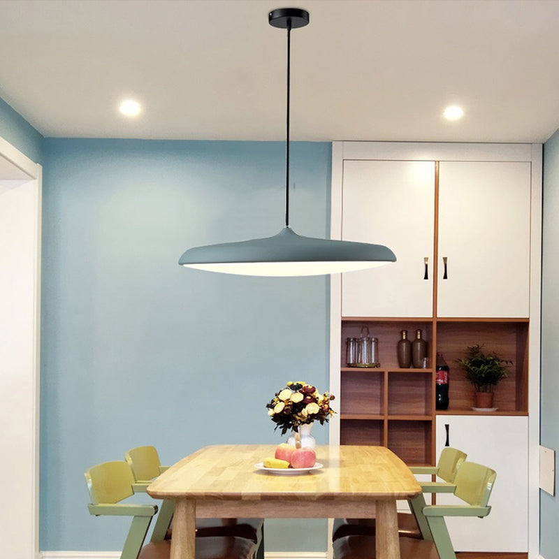 Metal Flying Saucer Pendulum Light Modernity 1 Bulb Pendant Lighting Fixture for Dining Room Blackish Green Clearhalo 'Ceiling Lights' 'Modern Pendants' 'Modern' 'Pendant Lights' 'Pendants' Lighting' 2011180