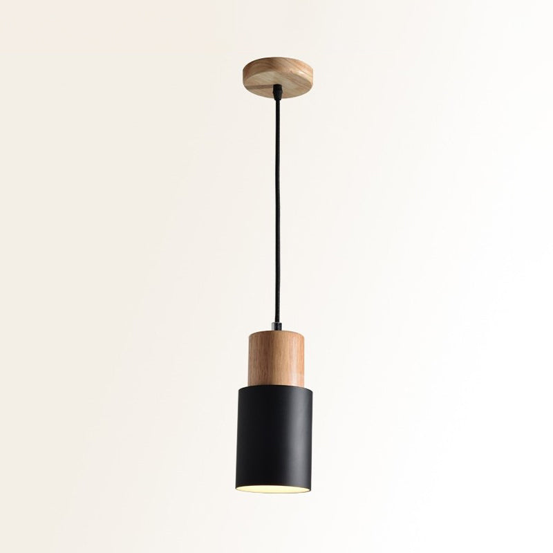 Simple 1 Bulb Pendant Ceiling Light Cylinder Wood Down Lighting with Metal Shade Clearhalo 'Ceiling Lights' 'Modern Pendants' 'Modern' 'Pendant Lights' 'Pendants' Lighting' 2011190